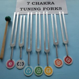 Sound Healing 7 CHAKRA Tuning Fork Set With Velvet Pouch & Mallet