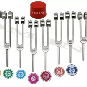 7 Chakra Weighted Tuning Fork For Sound Healing With Mallet & Velvet Carry Bag