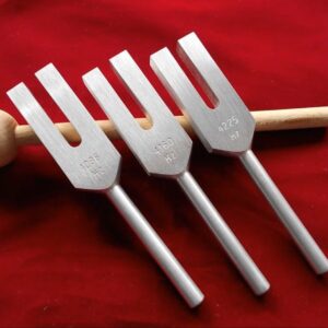 Angel Tuner Tuning Fork Set Of 3, 4096Hz, 4160Hz, 4225Hz mallet & Velvet Pouch