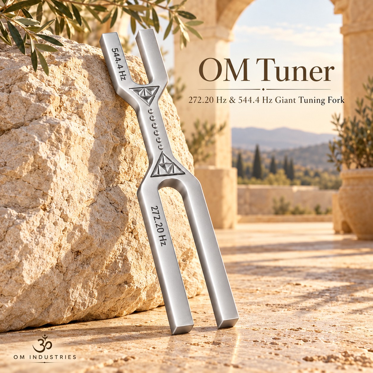 OM Tuner 272.20 Hz & 544.4 Hz Dual Frequency Giant Tuning Fork With Mallet - Image 2