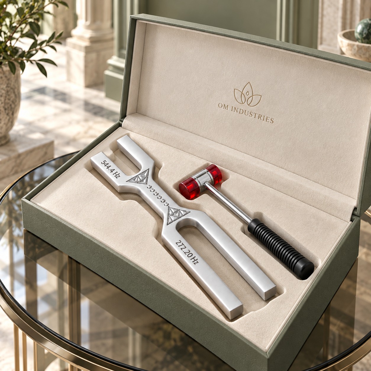 OM Tuner 272.20 Hz & 544.4 Hz Dual Frequency Giant Tuning Fork With Mallet - Image 4